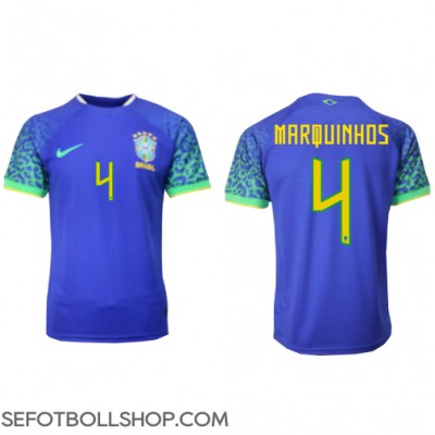 Billiga Brasilien Marquinhos #4 Borta fotbollskläder VM 2022 Kortärmad